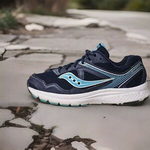 Saucony Womens Grid Cohesion 10 Blue Athletic Running Shoes Sneakers Size 6.5